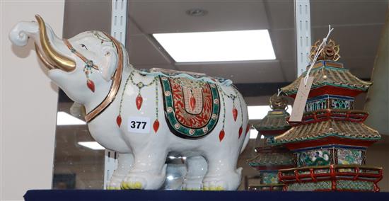 A Japanese Kutani model of an elephant and howdah, Meiji period